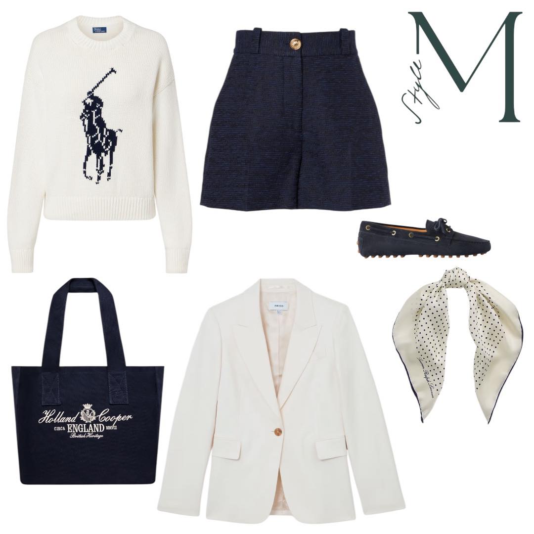 A White Blazer and Navy Shorts with Relaxed Preppy Details